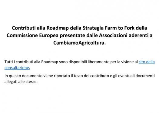 Contributi alla Roadmap per la strategia "Farm to Fork"