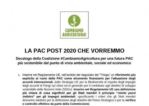 Decalogo - la PAC post 2020 che vorremmo